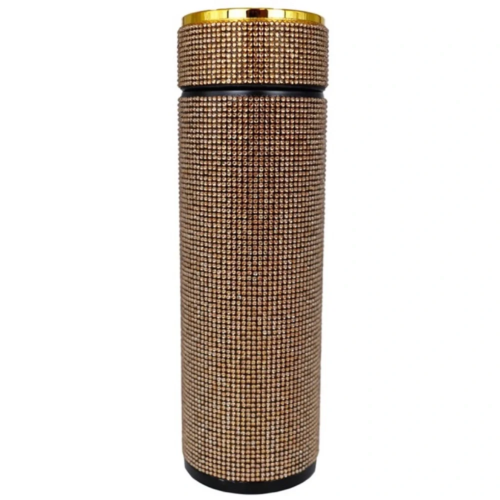 Rhinestone Embellished Insulated Stainless Steel Tumbler Thermal Coffee Thermos